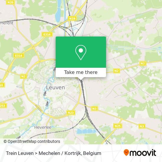 Trein Leuven > Mechelen / Kortrijk map