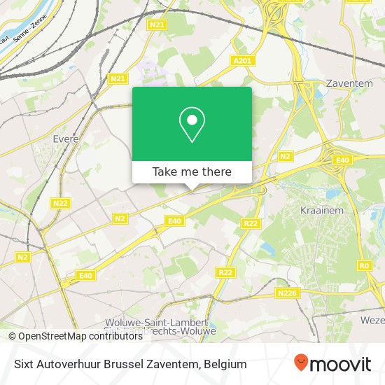 Sixt Autoverhuur Brussel Zaventem map