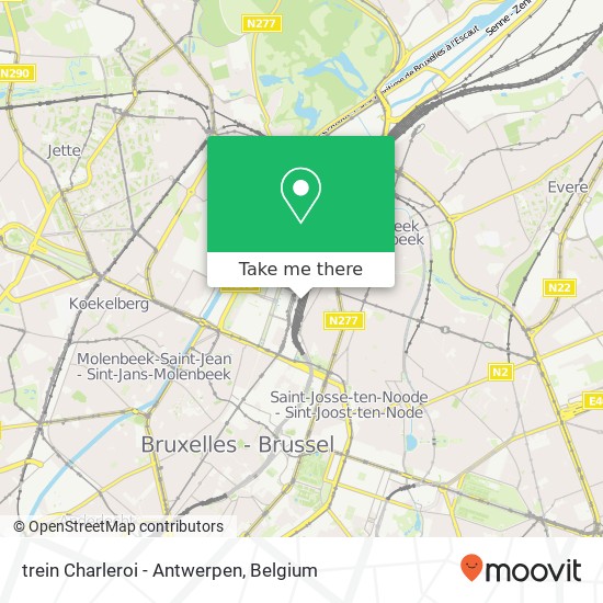 trein Charleroi - Antwerpen map
