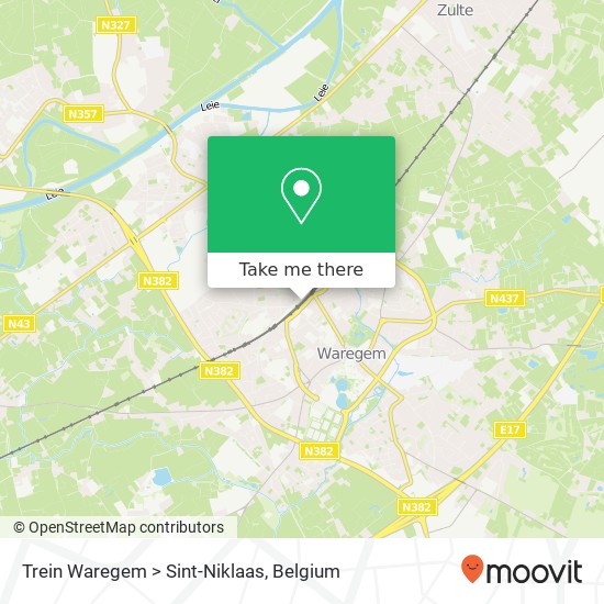 Trein Waregem > Sint-Niklaas map