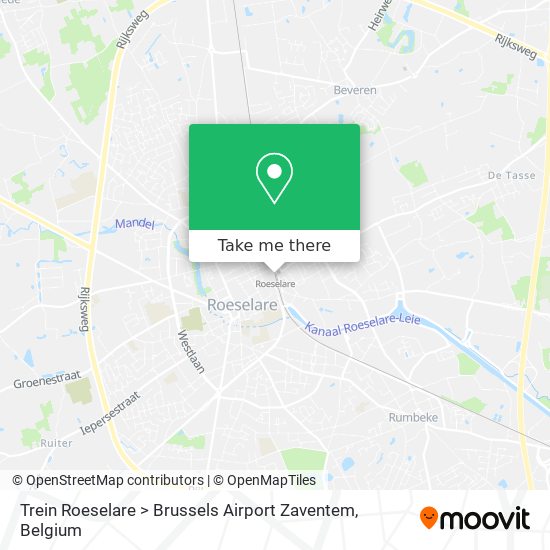 Trein Roeselare > Brussels Airport Zaventem plan