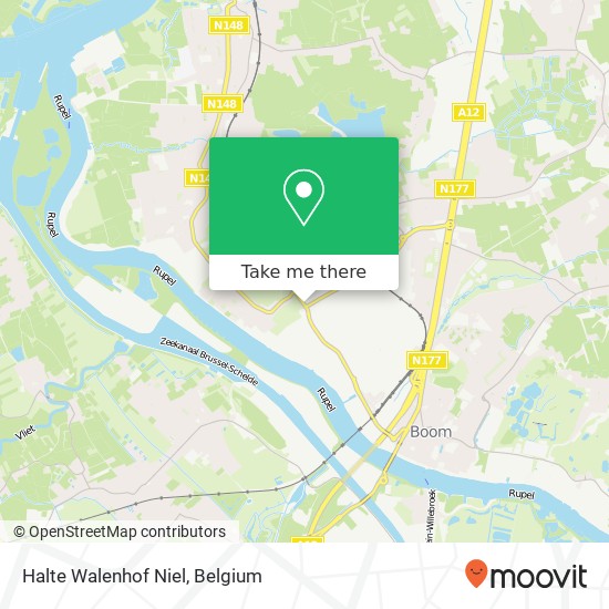 Halte Walenhof Niel map