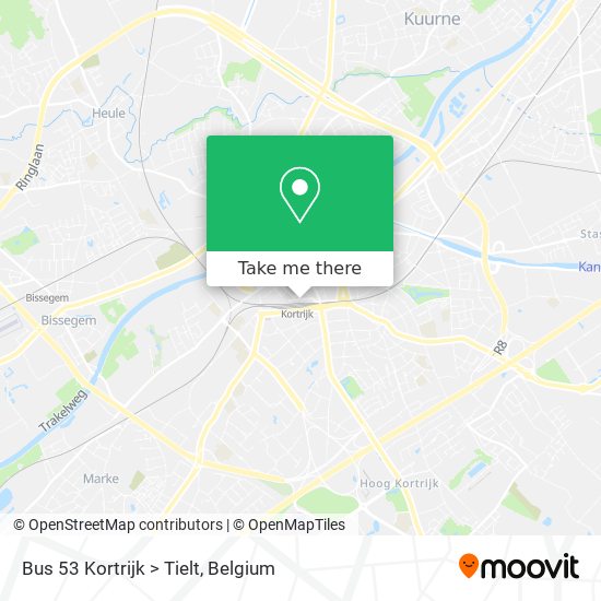 Bus 53 Kortrijk > Tielt map