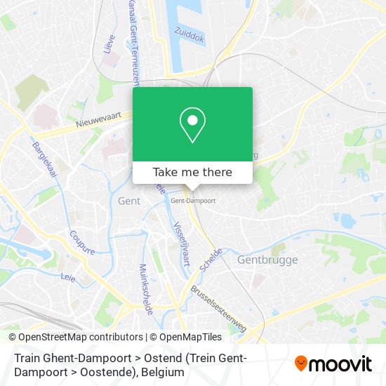 Train Ghent-Dampoort > Ostend (Trein Gent-Dampoort > Oostende) map
