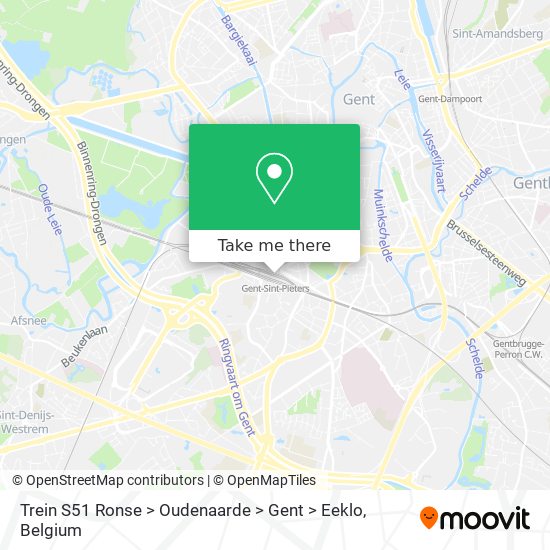 Trein S51 Ronse > Oudenaarde > Gent > Eeklo map