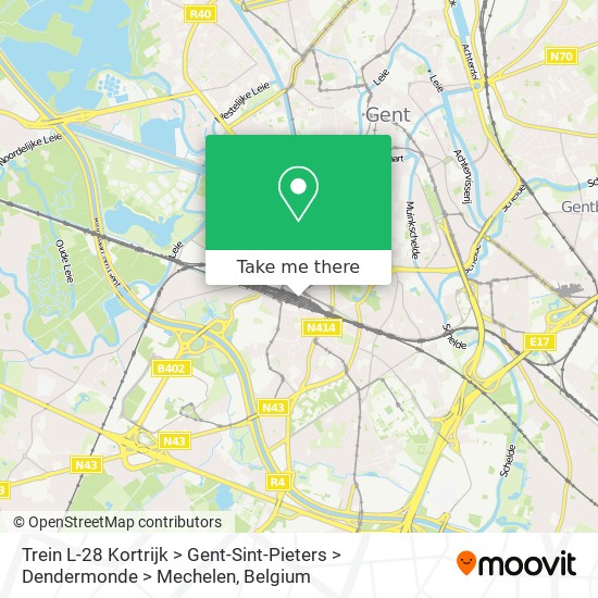 Trein L-28 Kortrijk > Gent-Sint-Pieters > Dendermonde > Mechelen plan