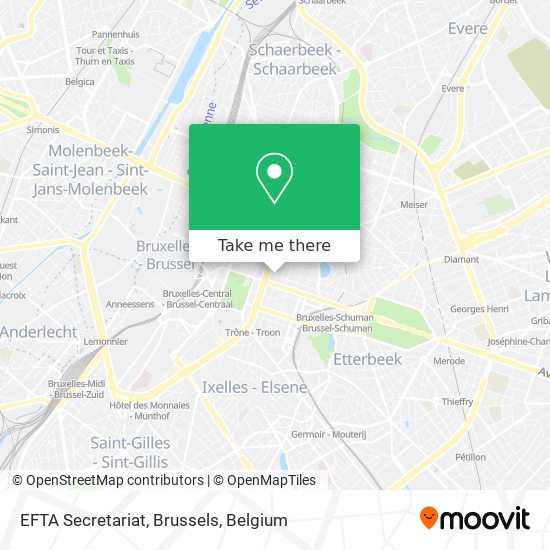 EFTA Secretariat, Brussels map