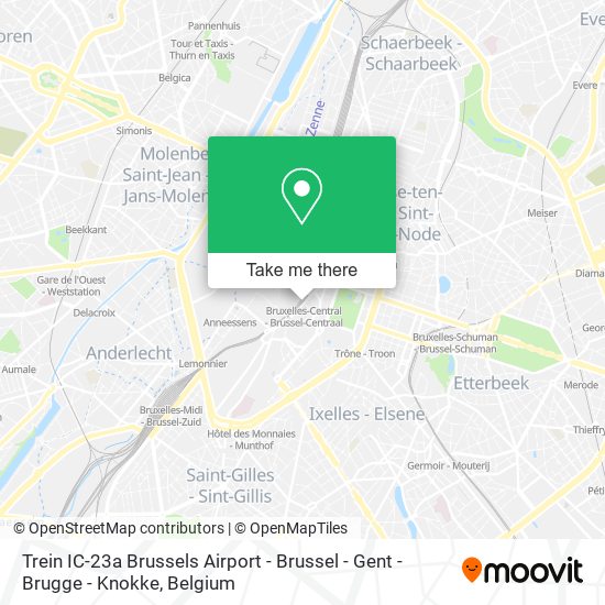 Trein IC-23a Brussels Airport - Brussel - Gent - Brugge - Knokke plan