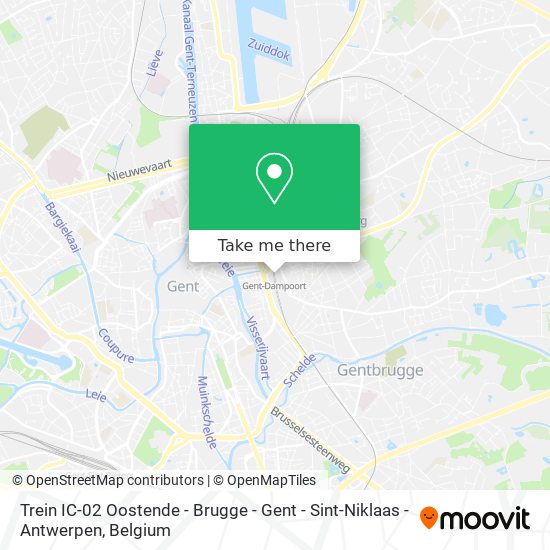 Trein IC-02 Oostende - Brugge - Gent - Sint-Niklaas - Antwerpen plan