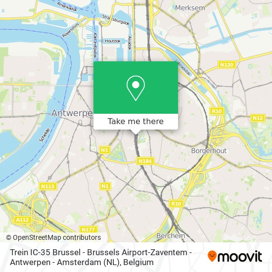 Trein IC-35 Brussel - Brussels Airport-Zaventem - Antwerpen - Amsterdam (NL) plan