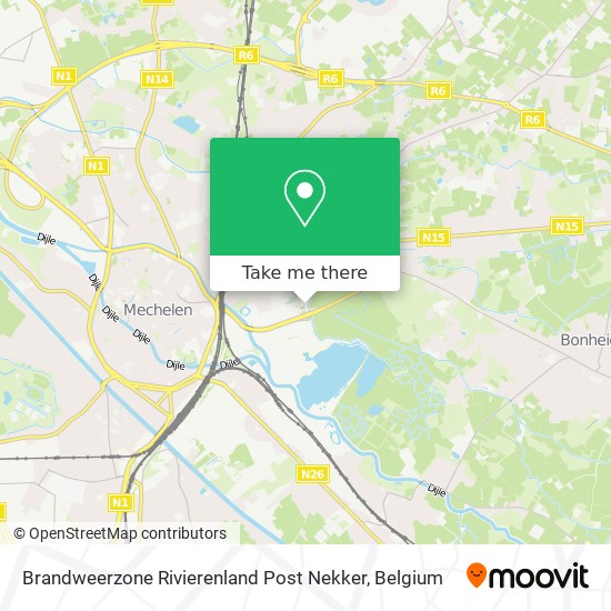 Brandweerzone Rivierenland Post Nekker map