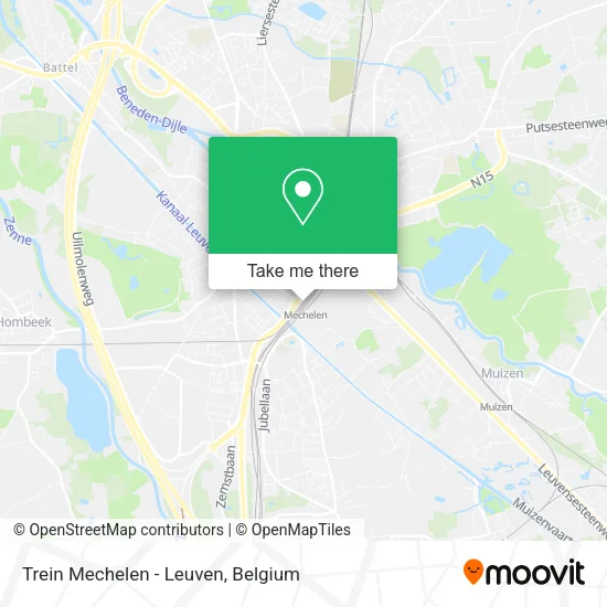 Trein Mechelen - Leuven map