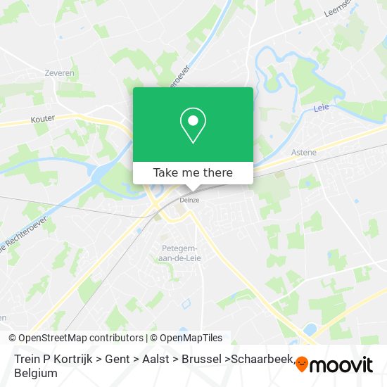 Trein P Kortrijk > Gent > Aalst > Brussel >Schaarbeek map