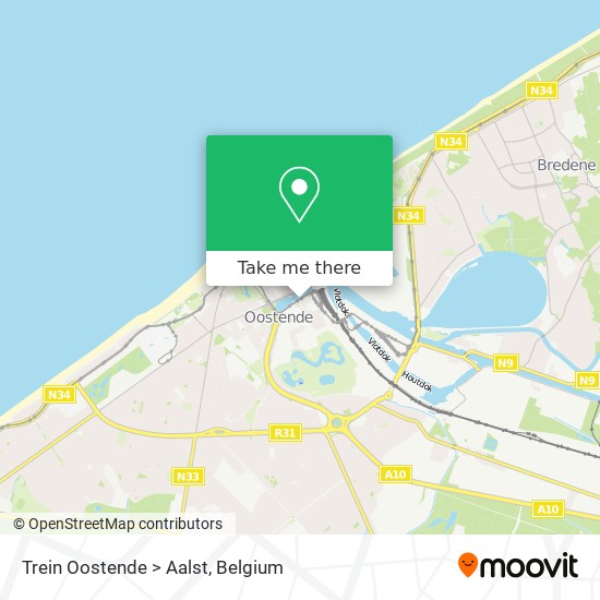 Trein Oostende > Aalst map