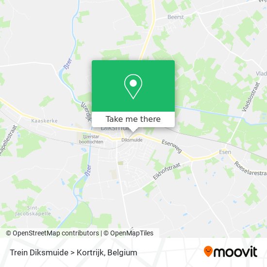 Trein Diksmuide > Kortrijk map