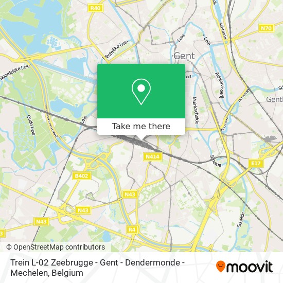 Trein L-02 Zeebrugge - Gent - Dendermonde - Mechelen map