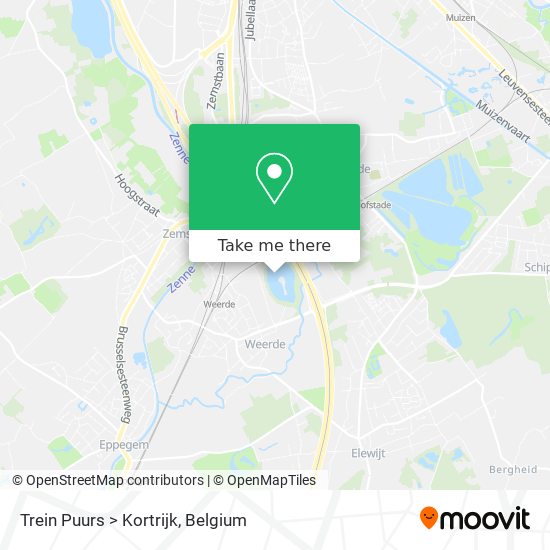 Trein Puurs > Kortrijk map