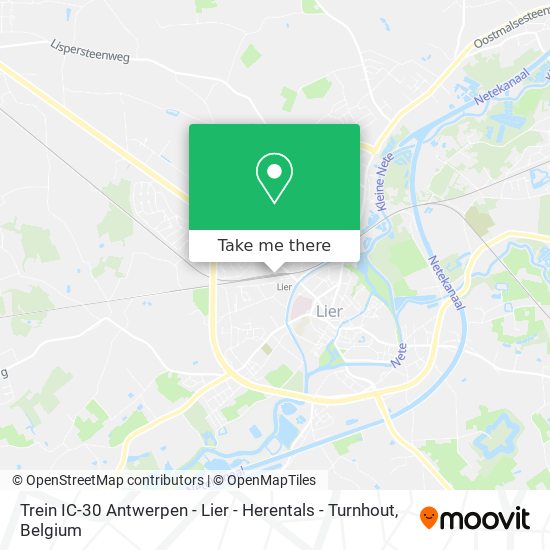 Trein IC-30 Antwerpen - Lier - Herentals - Turnhout map