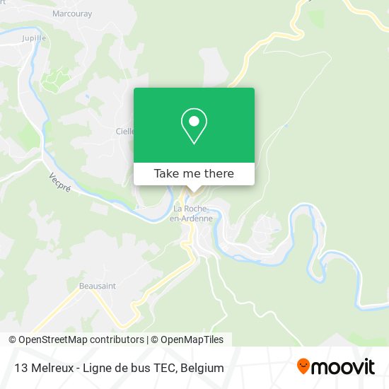 13 Melreux - Ligne de bus TEC map