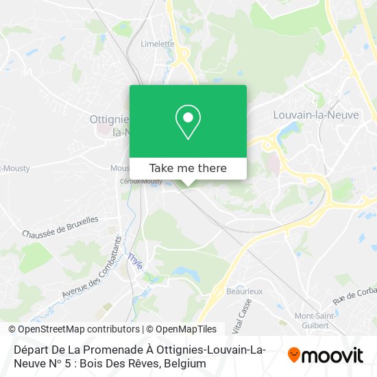 Départ De La Promenade À Ottignies-Louvain-La-Neuve Nᵒ 5 : Bois Des Rêves plan