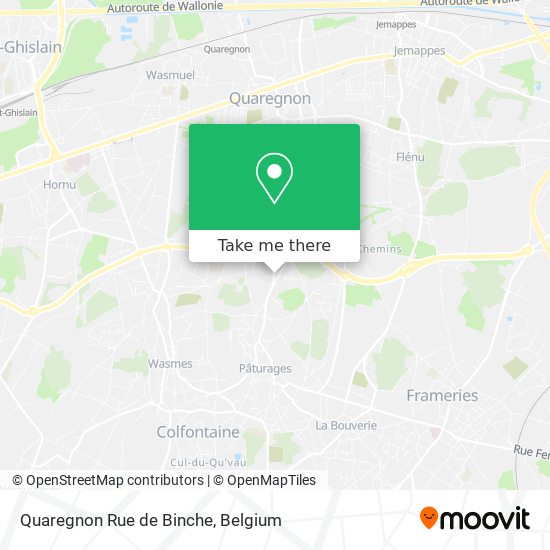 Quaregnon Rue de Binche map