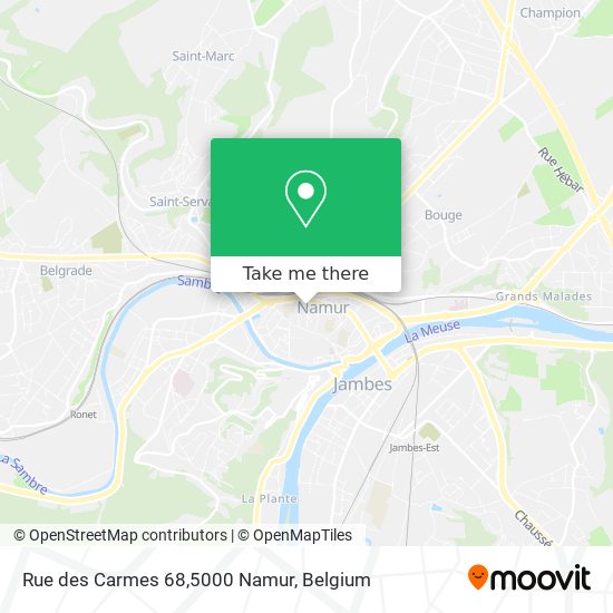 Rue des Carmes 68,5000 Namur plan