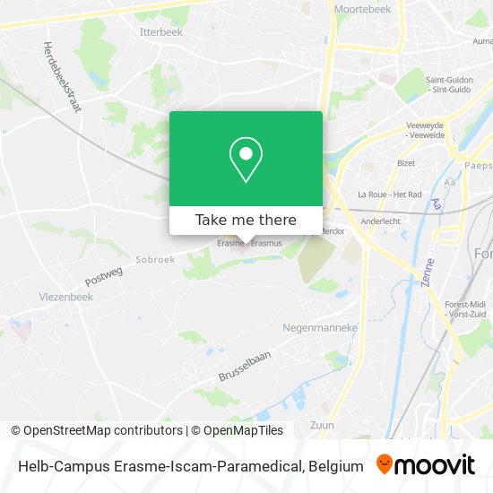 Helb-Campus Erasme-Iscam-Paramedical map