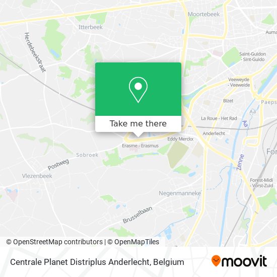 Centrale Planet Distriplus Anderlecht map