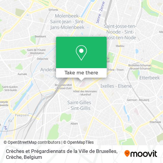 Crèches et Prégardiennats de la Ville de Bruxelles, Crèche map