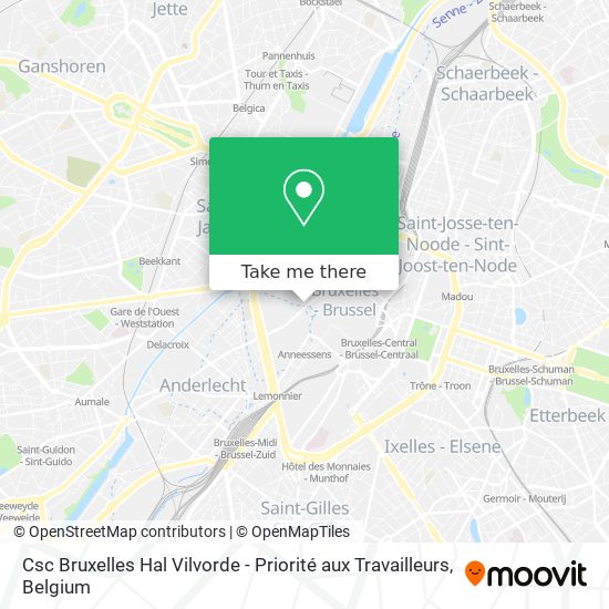 Csc Bruxelles Hal Vilvorde - Priorité aux Travailleurs map