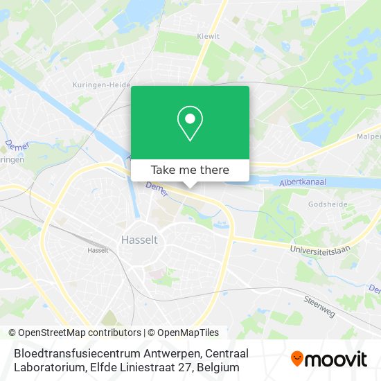 Bloedtransfusiecentrum Antwerpen, Centraal Laboratorium, Elfde Liniestraat 27 map