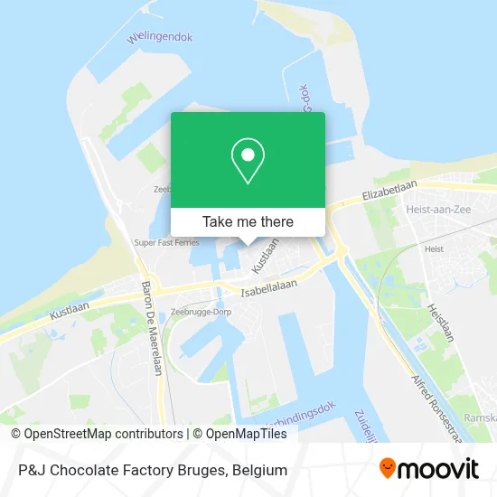 P&J Chocolate Factory Bruges map