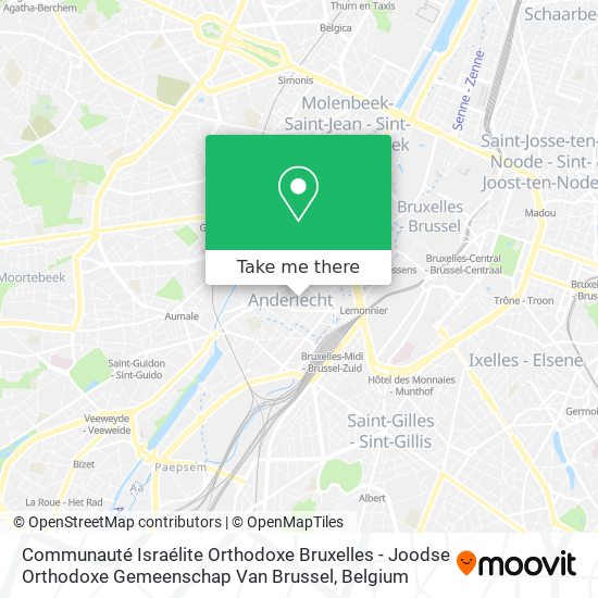 Communauté Israélite Orthodoxe Bruxelles - Joodse Orthodoxe Gemeenschap Van Brussel map