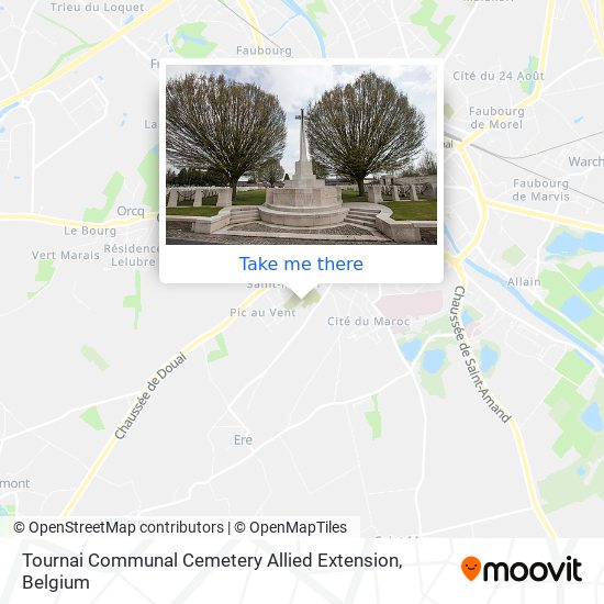 Tournai Communal Cemetery Allied Extension map