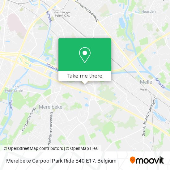 Merelbeke Carpool Park Ride E40 E17 map