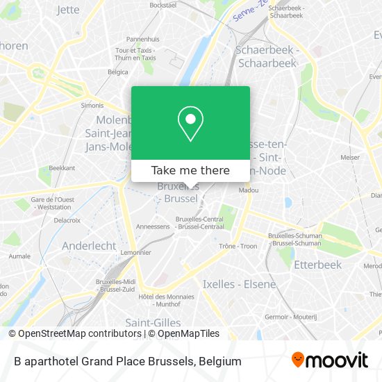 B aparthotel Grand Place Brussels map