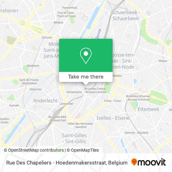 Rue Des Chapeliers - Hoedenmakersstraat map
