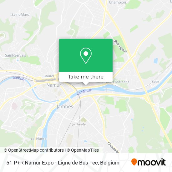 51 P+R Namur Expo - Ligne de Bus Tec map