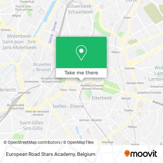 European Road Stars Academy map