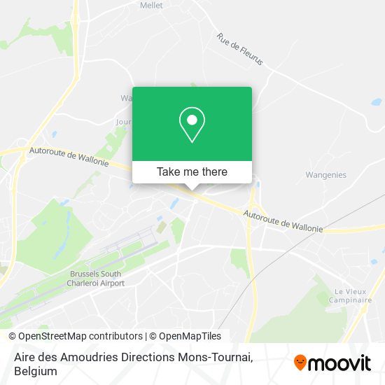 Aire des Amoudries Directions Mons-Tournai plan