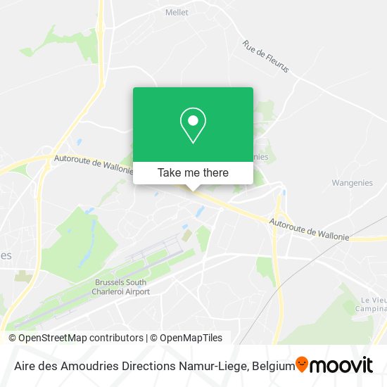 Aire des Amoudries Directions Namur-Liege plan