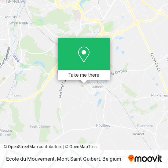 Ecole du Mouvement, Mont Saint Guibert map