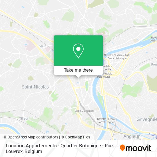 Location Appartements - Quartier Botanique - Rue Louvrex map