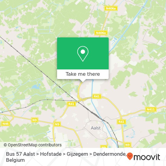 Bus 57 Aalst > Hofstade > Gijzegem > Dendermonde map