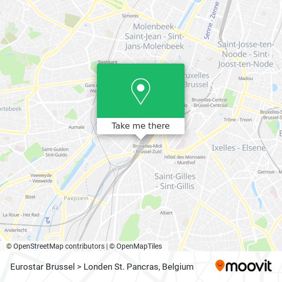 Eurostar Brussel > Londen St. Pancras map