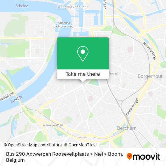 Bus 290 Antwerpen Rooseveltplaats > Niel > Boom map