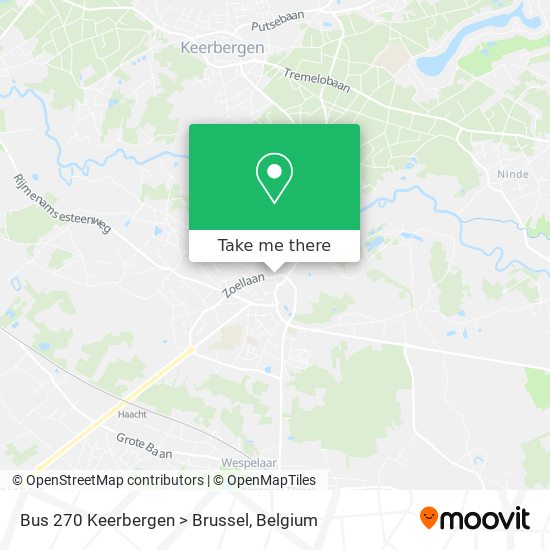 Bus 270 Keerbergen > Brussel map