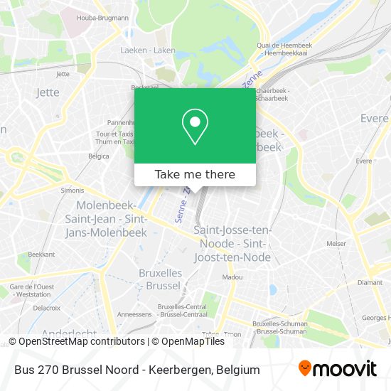 Bus 270 Brussel Noord - Keerbergen map