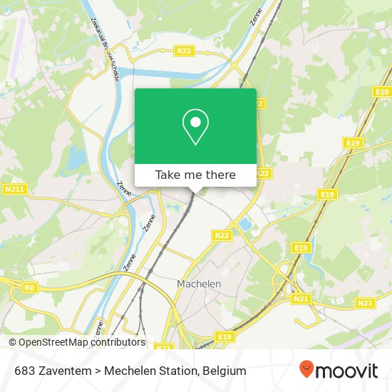 683 Zaventem > Mechelen Station map