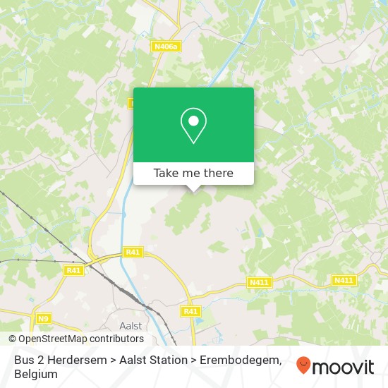 Bus 2 Herdersem > Aalst Station > Erembodegem plan